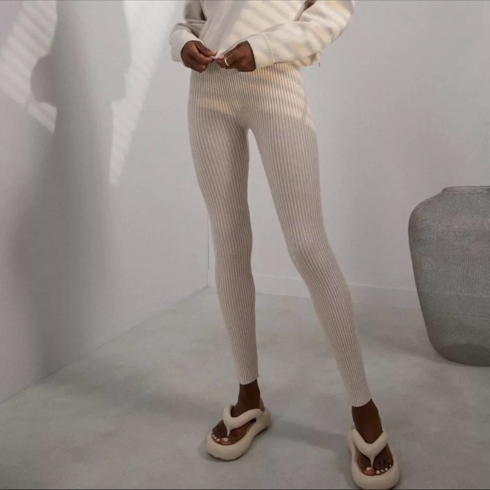 Lunya Cotton Silk Ribbed Leggings Retail $198